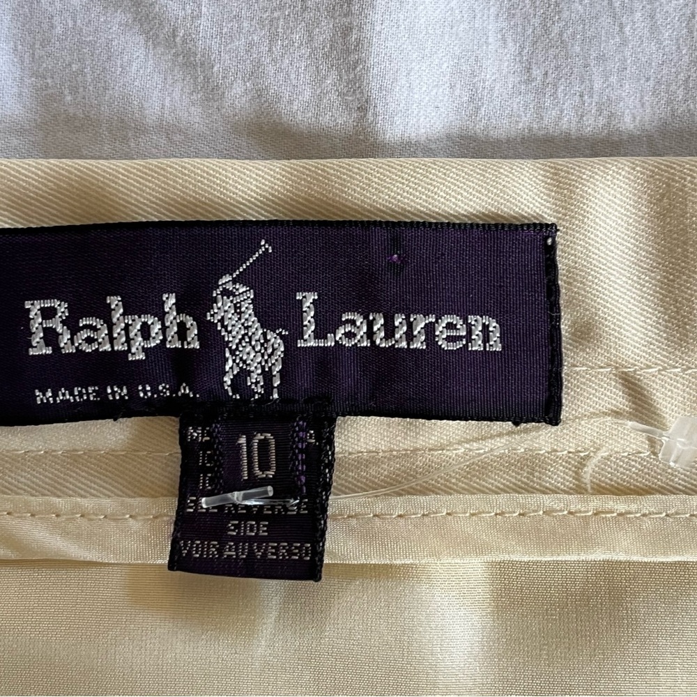 VTG Ralph Lauren Purple Label Classic Ivory Lined Wool Short Pencil Skirt Sz 10 - Picture 5 of 15